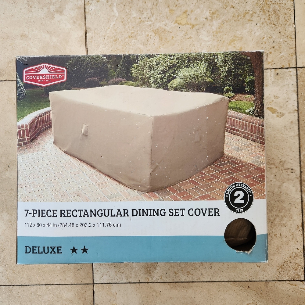 Tan Rectangular Patio Dining Set Cover Heavy Duty Weatherproof